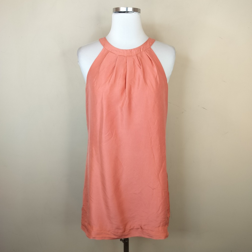 J. Crew Silk Halter Mini Dress 0 Womens Draped Open Back Coral Peach